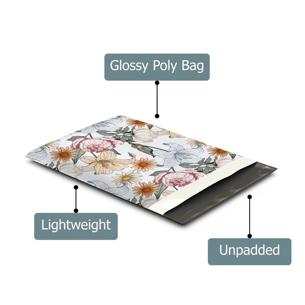 Vintage Floral Poly Mailer’s 10x13 Pack of 25 - Picture 6 of 15